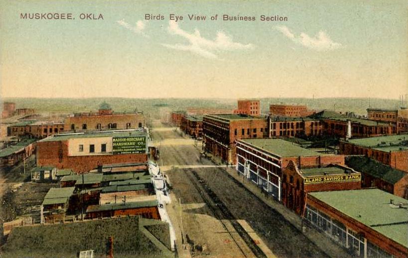Bird&#039;s-eye_View_of_Business_Section,_Muskogee,_OK